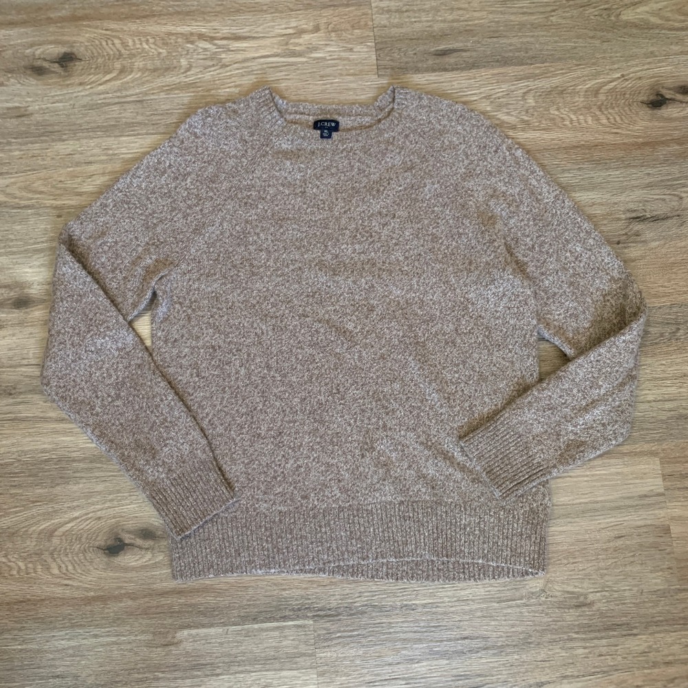 J.Crew Womens XL Tan Marled Lambswool Blend Crewneck Raglan Sweater Pullover